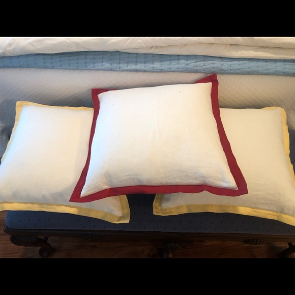 Pottery Barn queen size custom embroidered cotton duvet and 3 accessory pillows - Picture 3 of 3